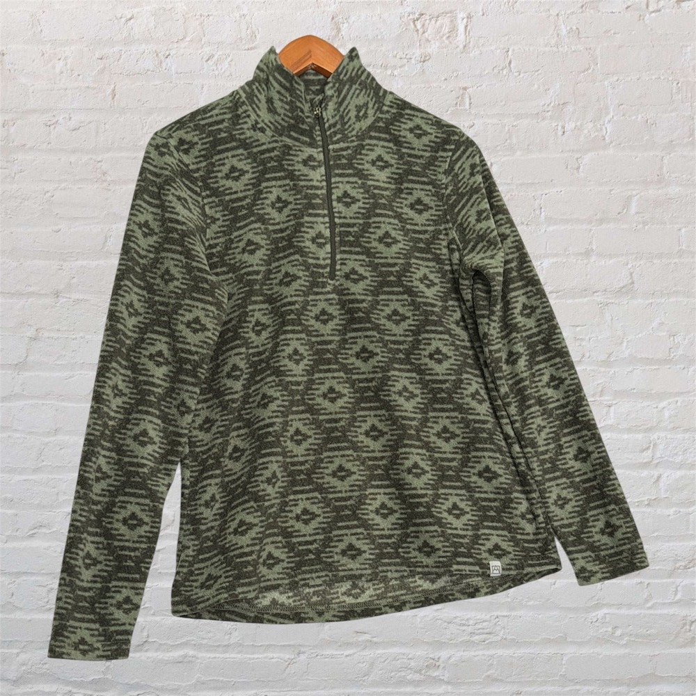 Avalanche Outdoor Supply Co Green Aztec Fleece Quarter Zip Pullover Mens Medium